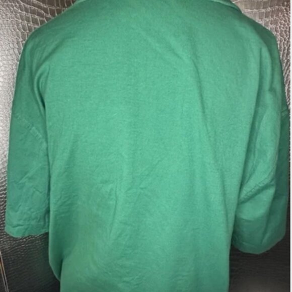 Vintage Burberrys Men’s Polo Fits L or XL Apple Green White 1980s Logo - Picture 5 of 9